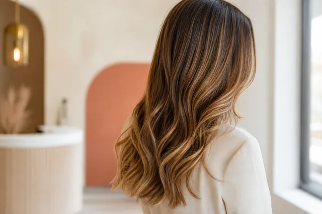 Balayage morbido su capelli lunghi con movimento naturale