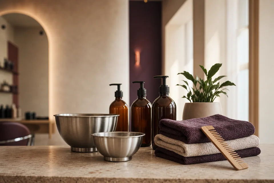 Gezielt dosierte Haarpflegeprodukte in einer übersichtlichen Salonroutine